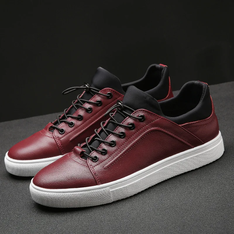 2020 New Men Genuine Leather Casual Shoes Lace Up Fashion Sneakers Rubber Sole Non-slip Breathable Soft Flats | Обувь