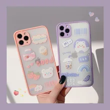 Cute Cartoon Animal Strawberry Milk Korean Phone Case For iPhone 12 11 Pro Max X Xs Max Xr 7 8 Puls SE 2020 Cases Hard PC Cover