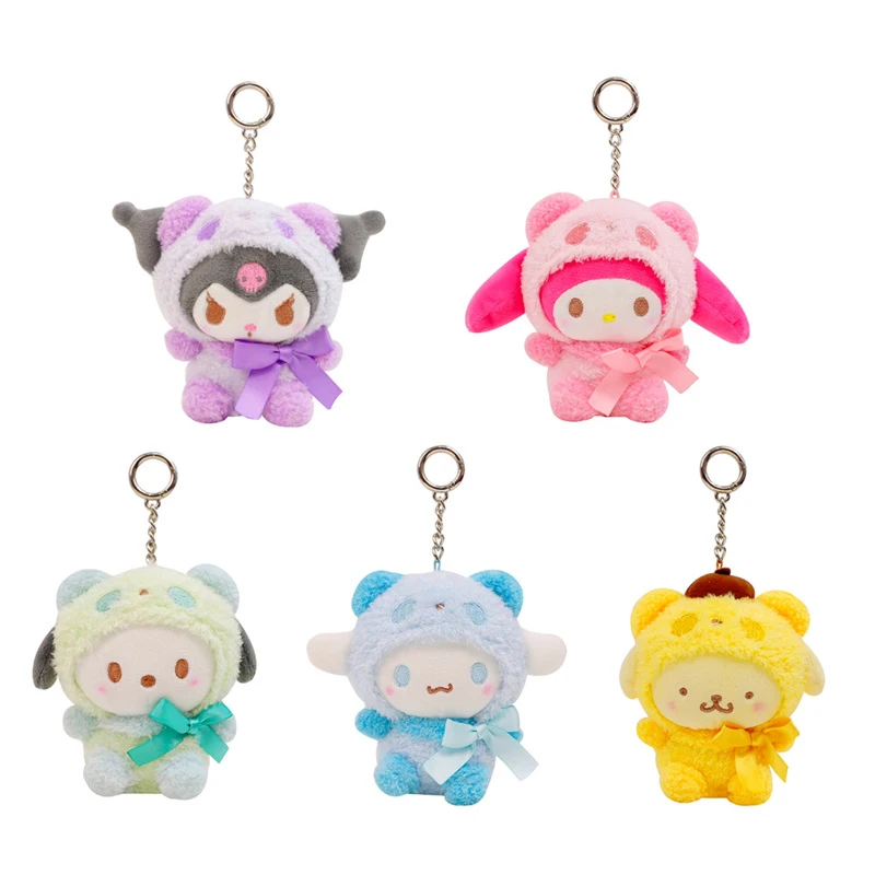 

10 см Kawaii Sanrioss аниме Kuromi Melody Cinnamoroll Kt кошка пурин собака плюшевая игрушка брелок животные милые плюшевые кукла подвеска для девочек