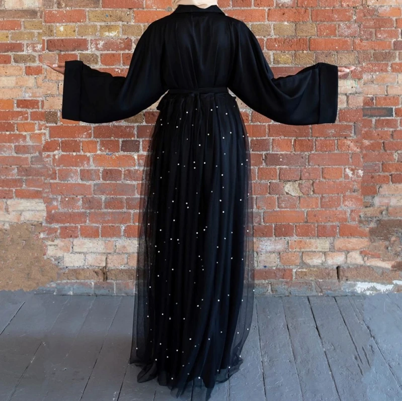 Брендовое модное мусульманское платье Дубай Abaya однотонное женское вязаное в