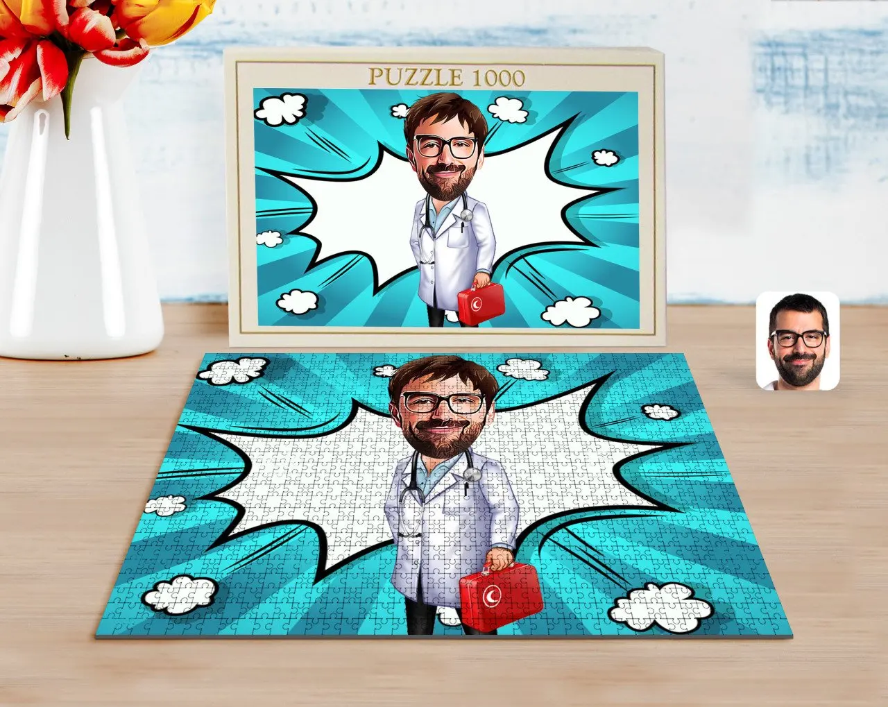 

Personalized Men 'S Emergency Medical Technician Caricature of 1000 Piece Professional Puzzle-1