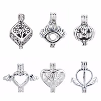10pcs vintage silver color cubic hollow tree cage essential oil aromatherapy diffuser necklace locket pendants for diy perfume