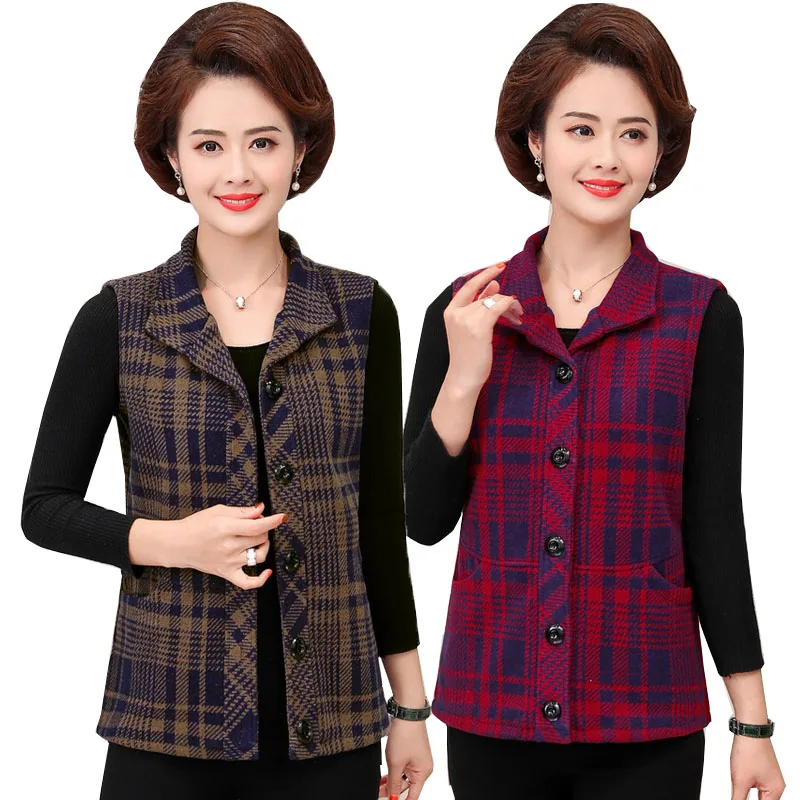 Весенний женский жилет 2020 новый клетчатый безрукавка для женщин среднего и