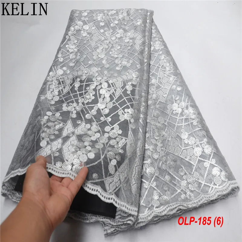 

African Organza Tulle Lace Fabric With Sequins French Embroidery Net Lace 2020 High Quality For Wedding Dress OLP-185