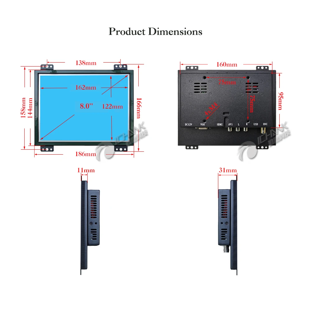 ZK080TC-UDD2/8 дюймов 1024x768 USB HDMI металлический чехол Быстрая установка драйвер монитора емкостный сенсорный ЖК-экран монитор