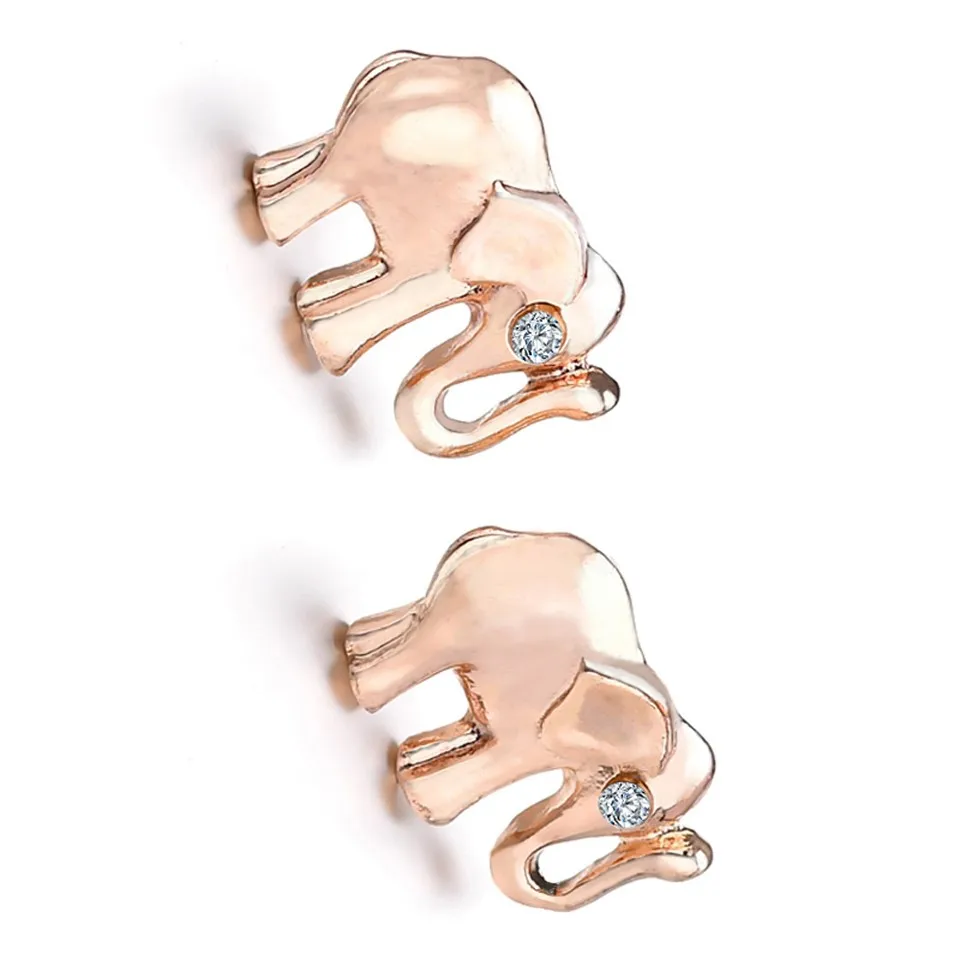 Серьги Слоник из розового золота с фианитами | Украшения и аксессуары