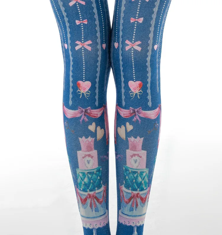 Женские танцевальные носки с принтом торта|Колготки| |