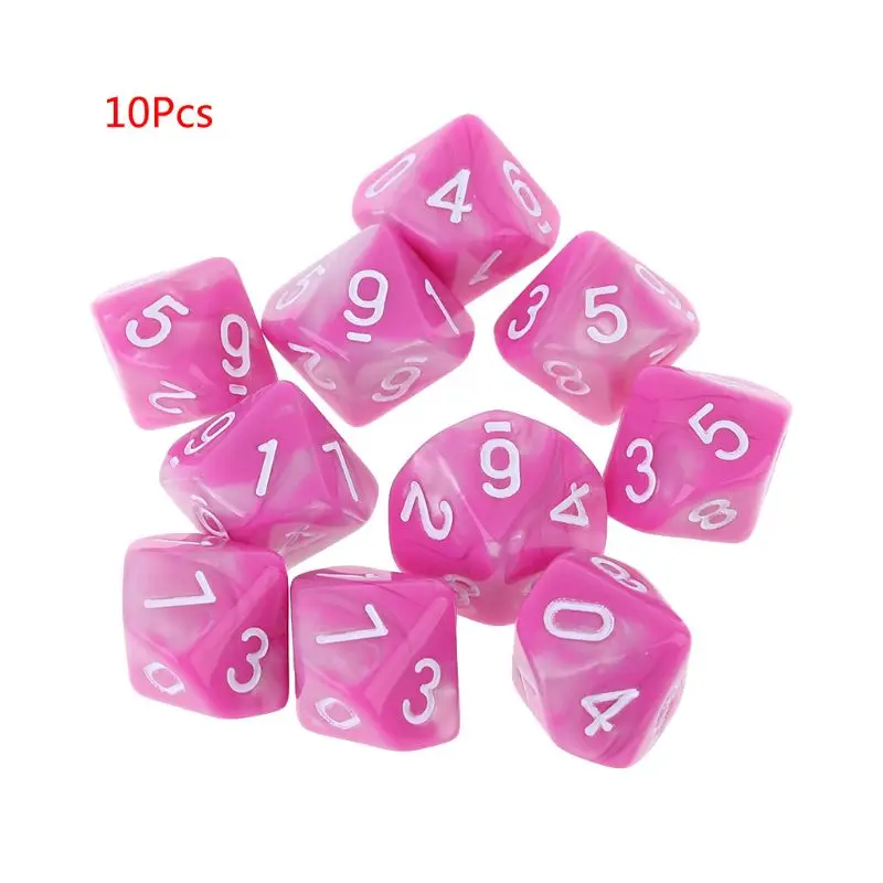 Color C 10 шт./компл. 10 Двусторонняя D10 многогранные кубики числа циферблаты рабочего стола Настольная игра - Цвет: Color C