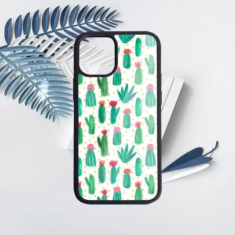 

cactus cute cartoon pattern Phone Case PC for iPhone 11 12 pro XS MAX 8 7 6 6S Plus X 5S SE 2020 XR Luxury brand shell funda
