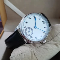 geervo no logo 41mm manual mechanical mens watch white dial blue heart shaped hand st3621 movement second hand is at 6 oclock