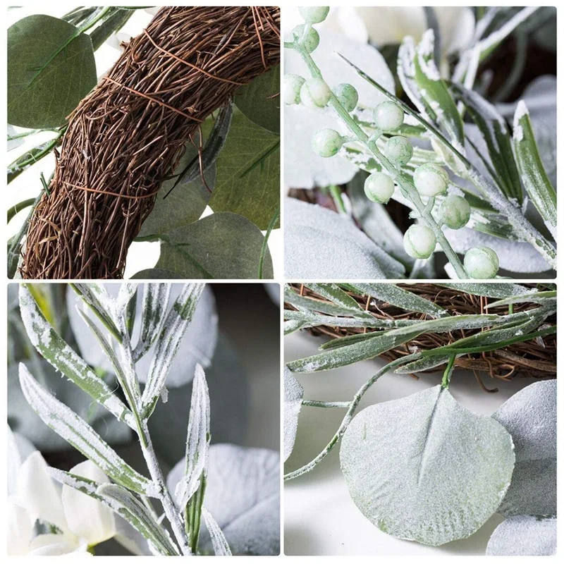 

17 Inch Eucalyptus Greenery Wreath Spring Door Wreath Farmhouse Garland Plastic Wreath for Front Door Wedding Wall