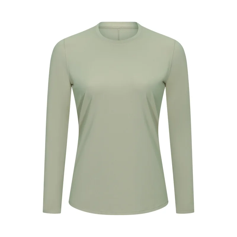 Ladies 2022 new long-sleeved T-shirt frosted double-sided fleece bottoming shirt thermal underwear round neck T-shirt