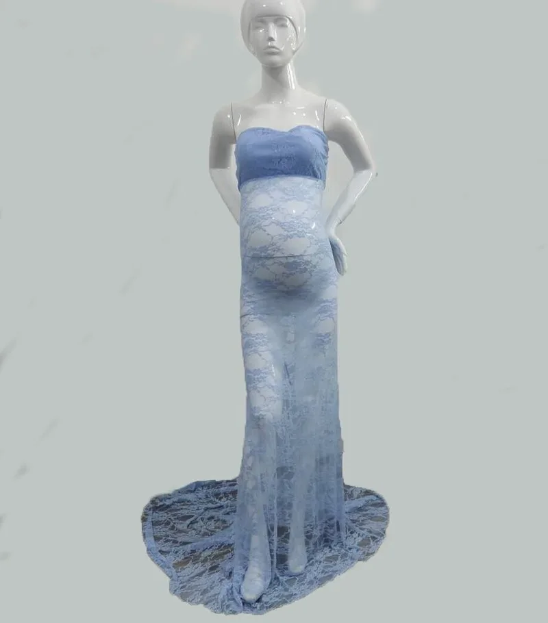 

Lace Maternity Photography Props Dresses For Pregnant Women Clothes Sexy Shoulderless Pregnancy Dress For Photo Shoots Maxi Gown