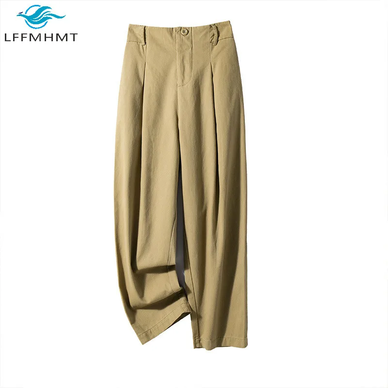 

Women Spring Autumn New Fashion Solid Color Elastic Waist Cotton Pant Office Lady Korean Style Loose Casual Simple Wild Trousers