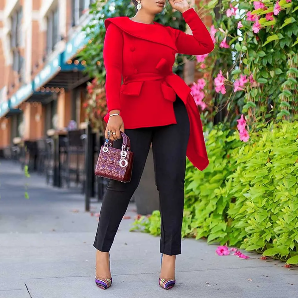 Женская Асимметричная блузка в африканском стиле элегантная офисная с круглым