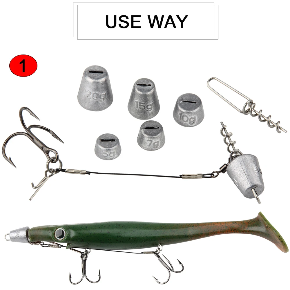 Палисандр мульти глубина винт и свинца рыболовные веса пополнения пакет для Shad