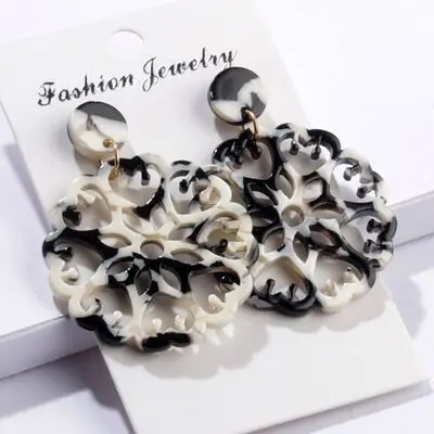 Новые модные геометрические Полые Акриловые серьги M &amp G с цветами для женщин