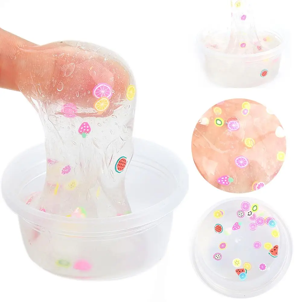 

Clear Fruit Salad Flower Animal Cake DIY Pressure Reliever Non-Sticky Toy Fruit puree fruit slices pinch Kids Stress relief toy