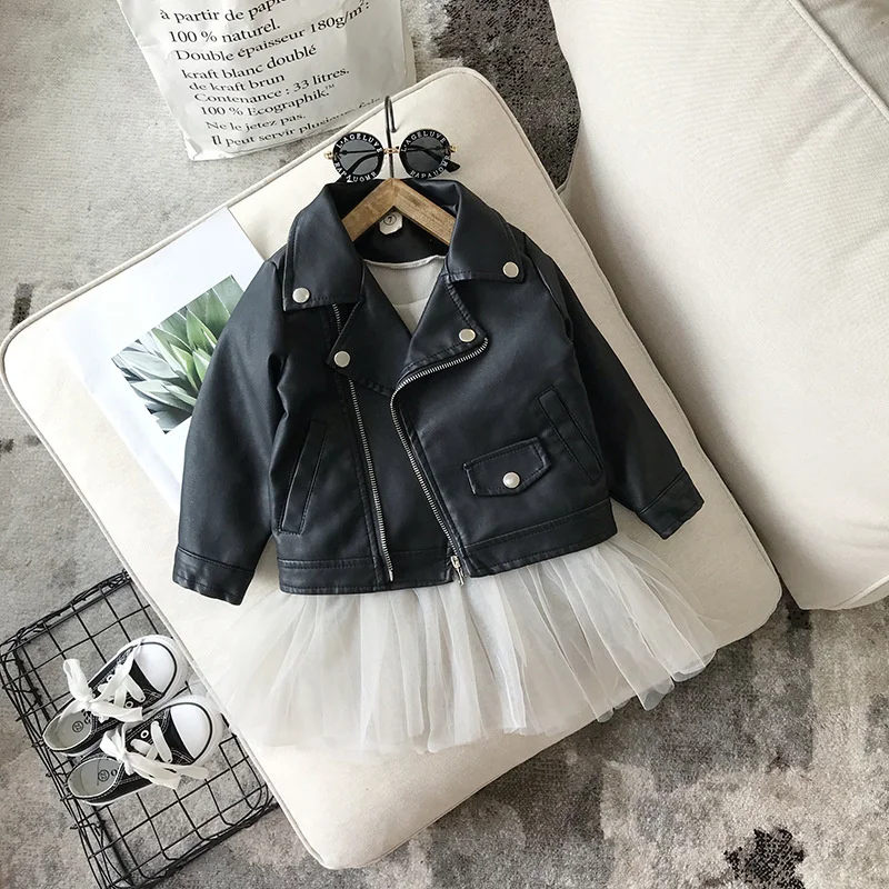 

Pu children's leather jacket, casual leather clothes, clothing, black, 1-7 years old, spring and Autumn