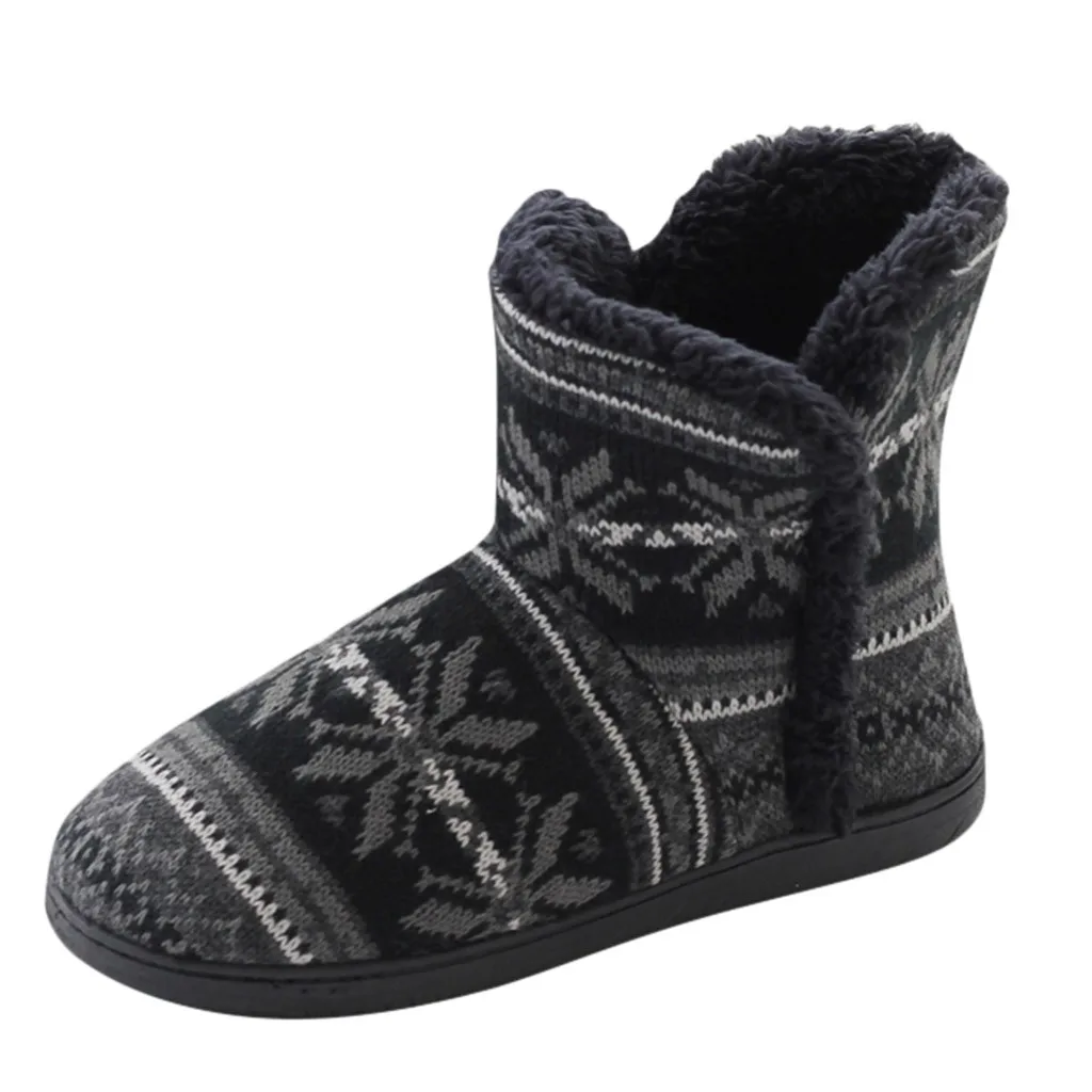 BK Новая женская обувь с высоким берцем теплая Домашняя обувь из толстого плюша Нескользящие домашние ботинки с мягкой подошвой Милая домашняя обувь - Цвет: BK
