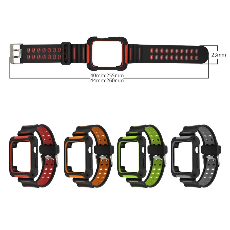Силиконовый чехол 2 в 1 для Apple Watch 5 4 44 мм 40 Защитный дышащий спортивный браслет iwatch
