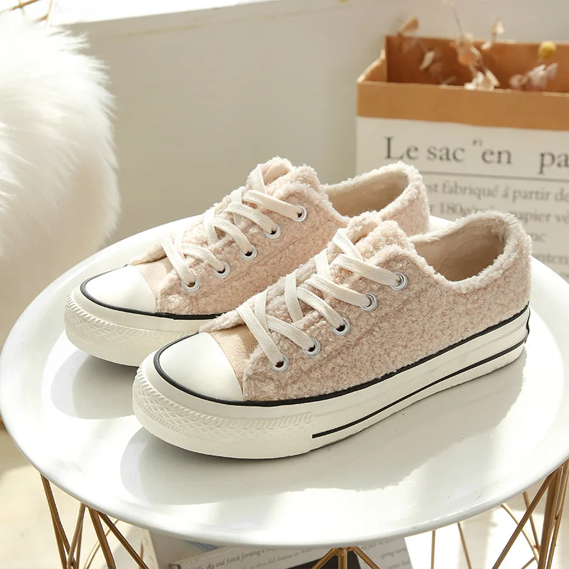 

Women Fashion Winter Flats Casual Shoes Zapatos Planos De Moda Para Mujer New Plus Velvet Classic Women's Canvas Shoes F1-04