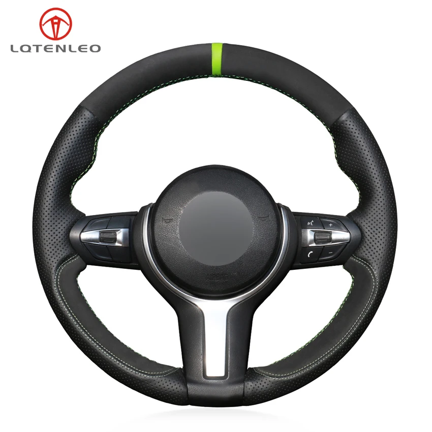 

LQTENLEO Black Leather Suede Car Steering Wheel Cover for BMW (M Sport) 6 Series 640i 650i F12 F13 (Coupe) F06 2013-2018