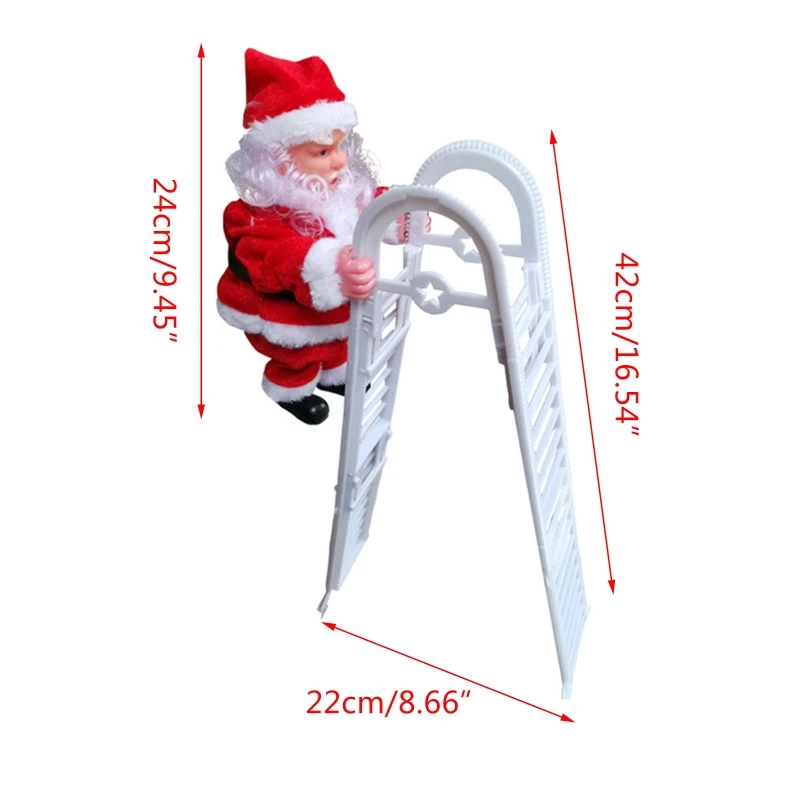 

Electric Climbing Ladder Santa Claus with Music Battery Operated Plush Doll Toy Christmas Tree Ornament Xmas Decoration