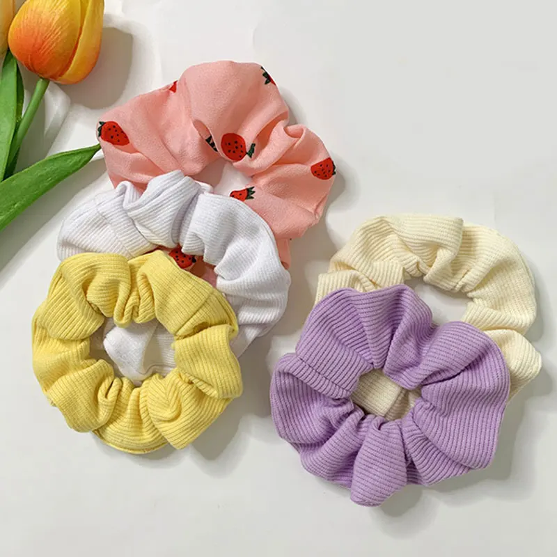 

5Pack Hair Scrunchies Set Fashion Simple Basic Elastic Hair Bands Ponytail Dot Stripe Printed Hair Ties Women Hair Accessories
