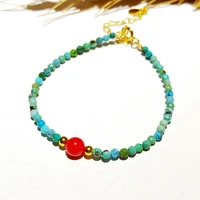 lily jewelry real turquoise bracelet 925 sterling silver gold color red coral good luck helps negativity dropshipping