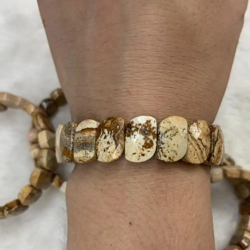 Браслет из натурального камня с бусинами яшмы | Украшения и аксессуары