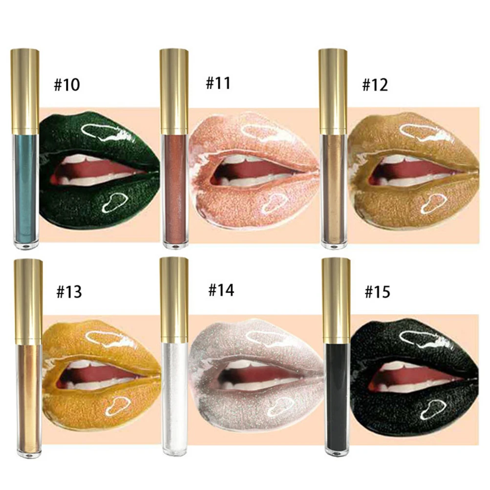 

15 Colors Optional Golden Cap Transparent Round Tube Lip Gloss Private Label Custom Moisturizing Shiny Pearl Lipstick Makeup
