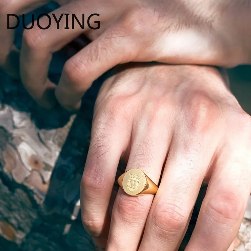 Duo Ying мужское кольцо на заказ герб семьи индивидуальные инициалы имя печатка