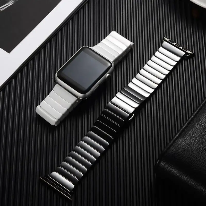 Ceramic Watchband for Apple Watch band 44mm 42mm Smart Watch Link Strap Bracelet Ceramic Watchband iWatch series 5 4 3 40mm 38mm