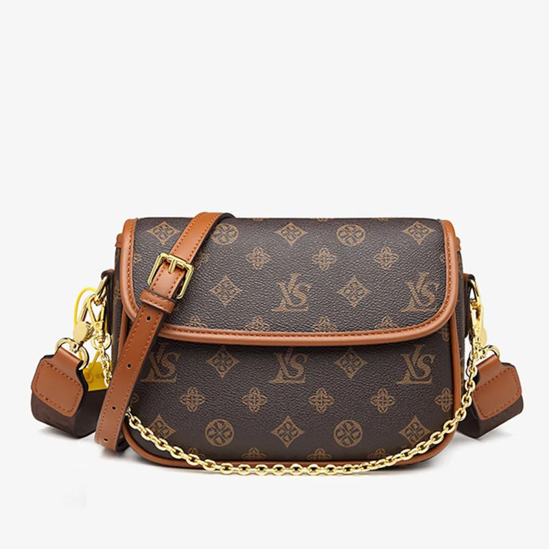 

Luxury Brand 100% Genuine Leather Fashion Classic Print Retro Small Square Bag Versatile One-shoulder Messenger Chain Bag Bolso