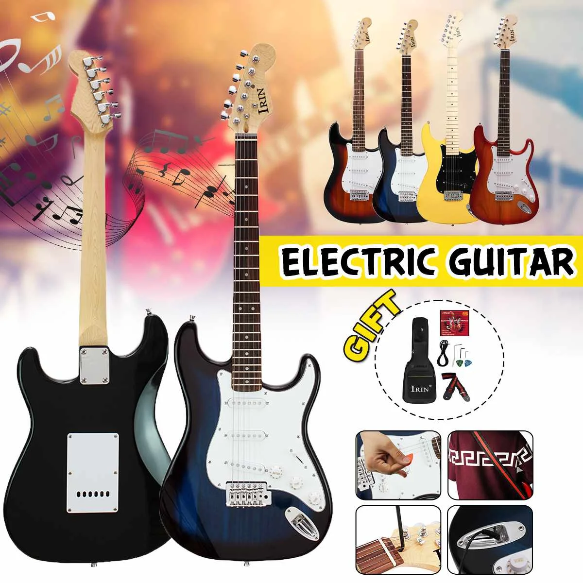 IRIN 38 дюймов 6 струн электрогитара гриф липа гитары ra с Gig Bag 300 см кабель для профессиональной производительности