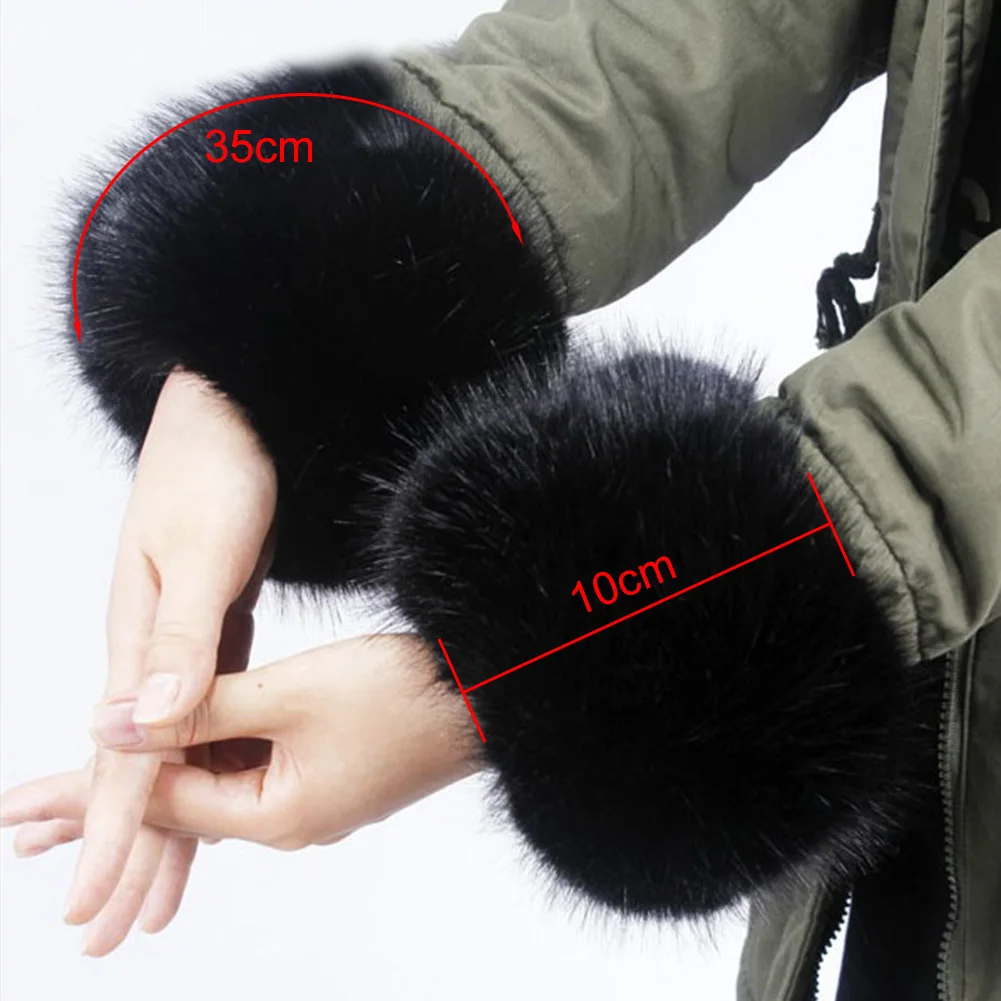 

New 1Pair Women Winter Cuff Wrist Warmer Oversleeve Warm And Soft Faux Fur Windproof Arm Bracelet Wristbands Arm responsible