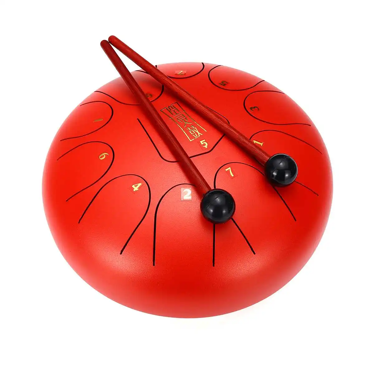 Red 10 дюймов 11 нот D Основной стальной язык барабан Handpan ручной барабан с барабанчиками с пальчиковыми лопастями Йога Медитация Zazen Релакс - Цвет: Red