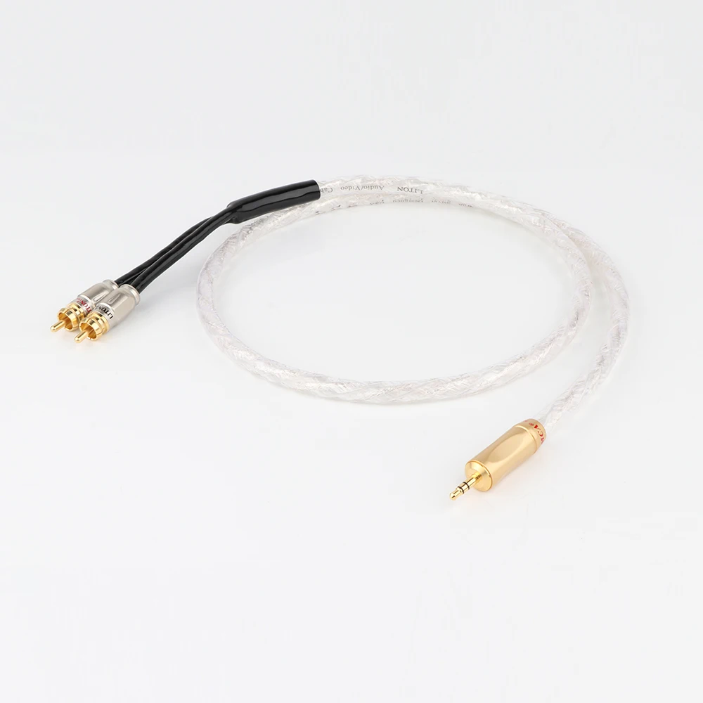 Аудиокабель Yter L3081727 стерео 3 5 мм 2RCA посеребренный Hi Fi для MP3 CD DVD ТВ ПК