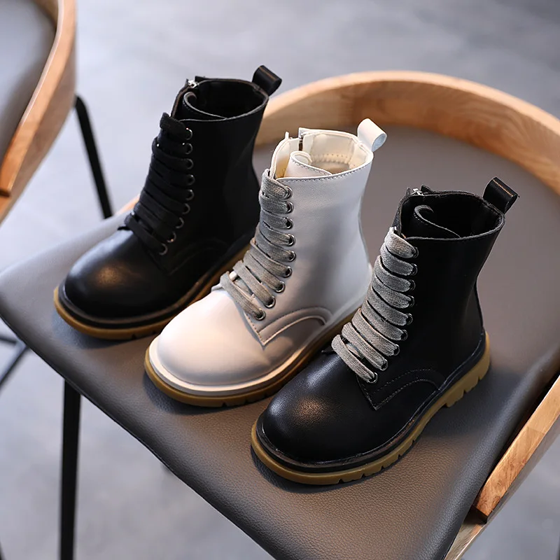 Осенние новые дышащие однотонные детские ботинки для мальчиков и девочек