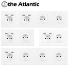 Настенная розетка из белого пластика FR France, розетка электрическая бытовая с USB, двойная, тройная, четверная, типа 146, 16 А