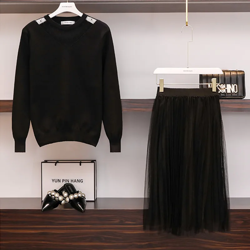 Женский трикотажный комплект из 2 предметов повседневный большого размера и