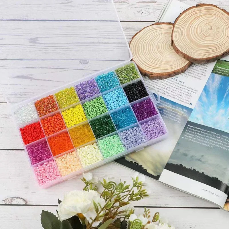 

Seed Beads for Bracelets, 24000 Pcs 24 Colors 2mm Colored Small Glass Beads for Bracelets Jewelry Making Crafts