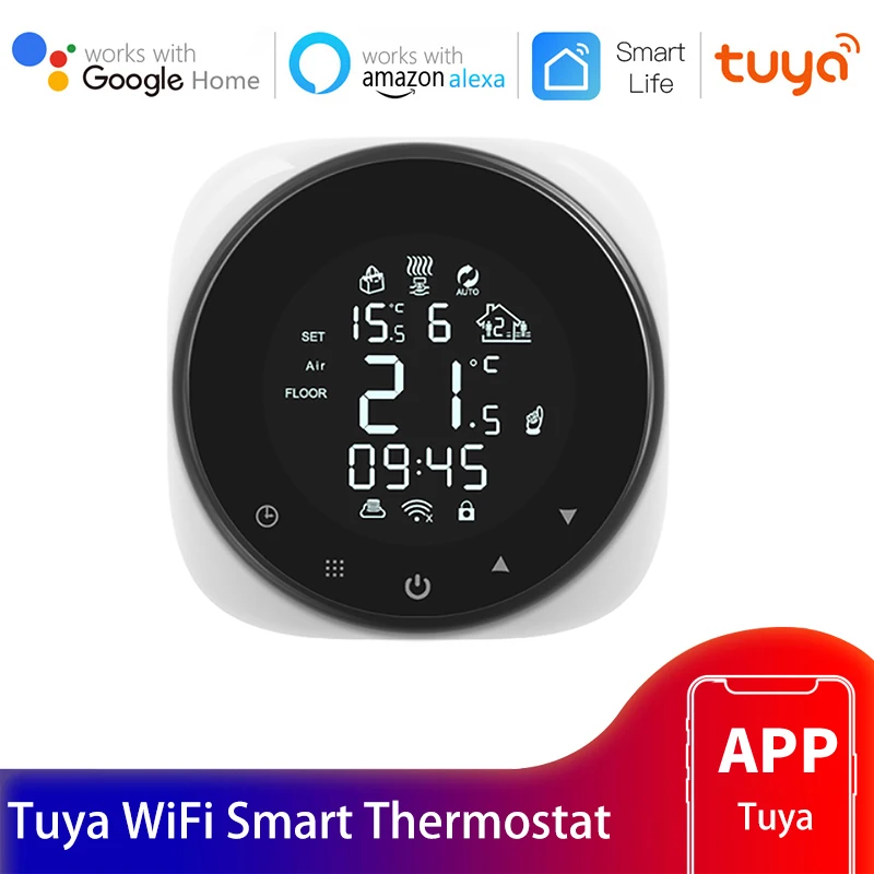 

Умный термостат для теплого пола Tuya, Wi-Fi, пульт дистанционного управления для Google Home, Alexa