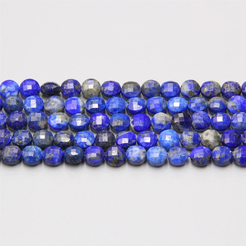 Граненые бусины из лазурита нитка 15 дюймов синего натурального камня для