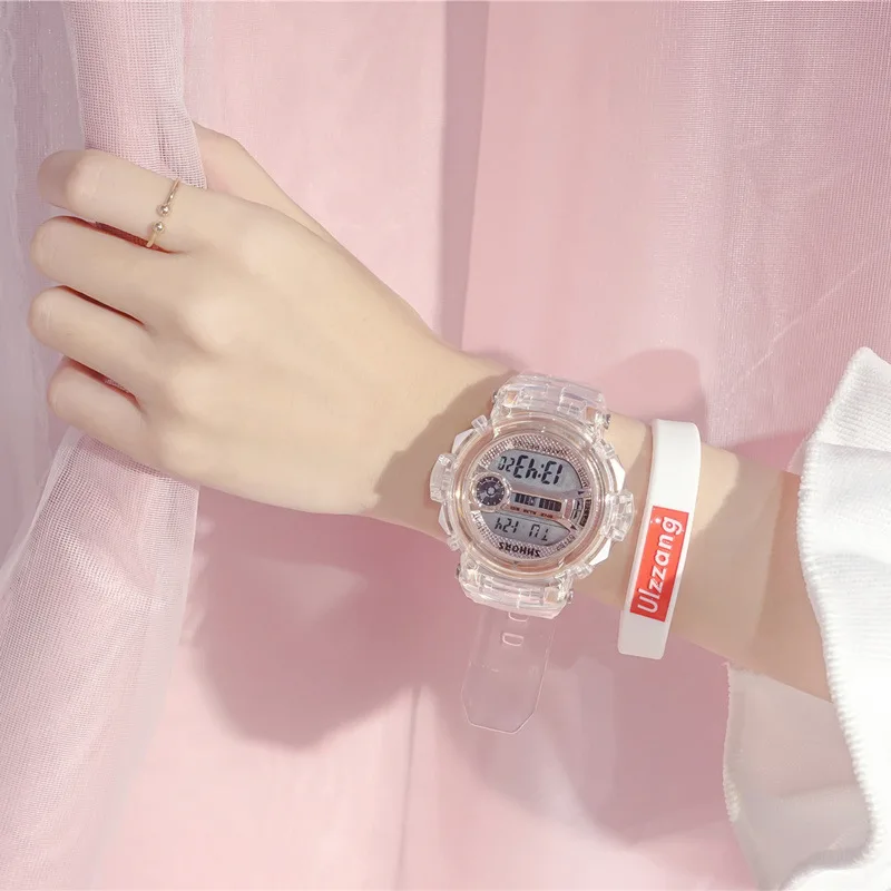Часы женские Ulzzang, прозрачные, цифровые, спортивные