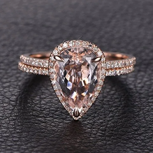 Женский набор колец из розового золота 2 шт. Подарок на годовщину чистое