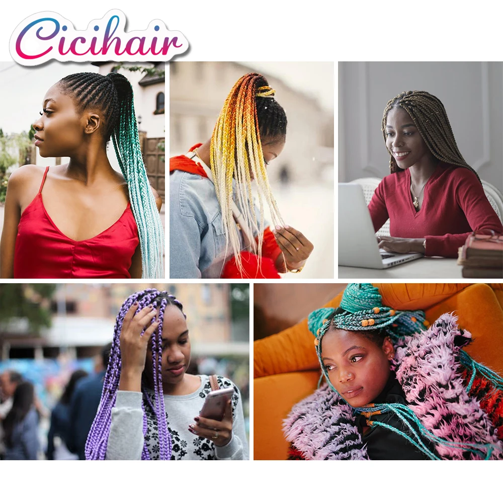 CICIHAIR Synthetic Easy Hair Braids Pre-stretched Ombre Braiding Extensions Afro Jumbo Braid Braided Gradient Green |