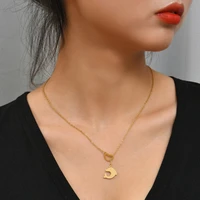 fashion earrings women necklace jewelry set golden color dolphin stainless steel jewelry set surprise birthday gift for friend