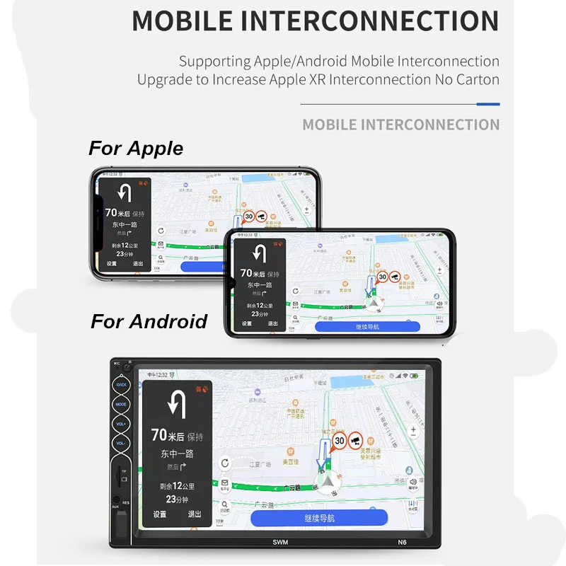 Автомагнитола 2 Din Авторадио 7-дюймовый мультимедийный плеер HD с сенсорным